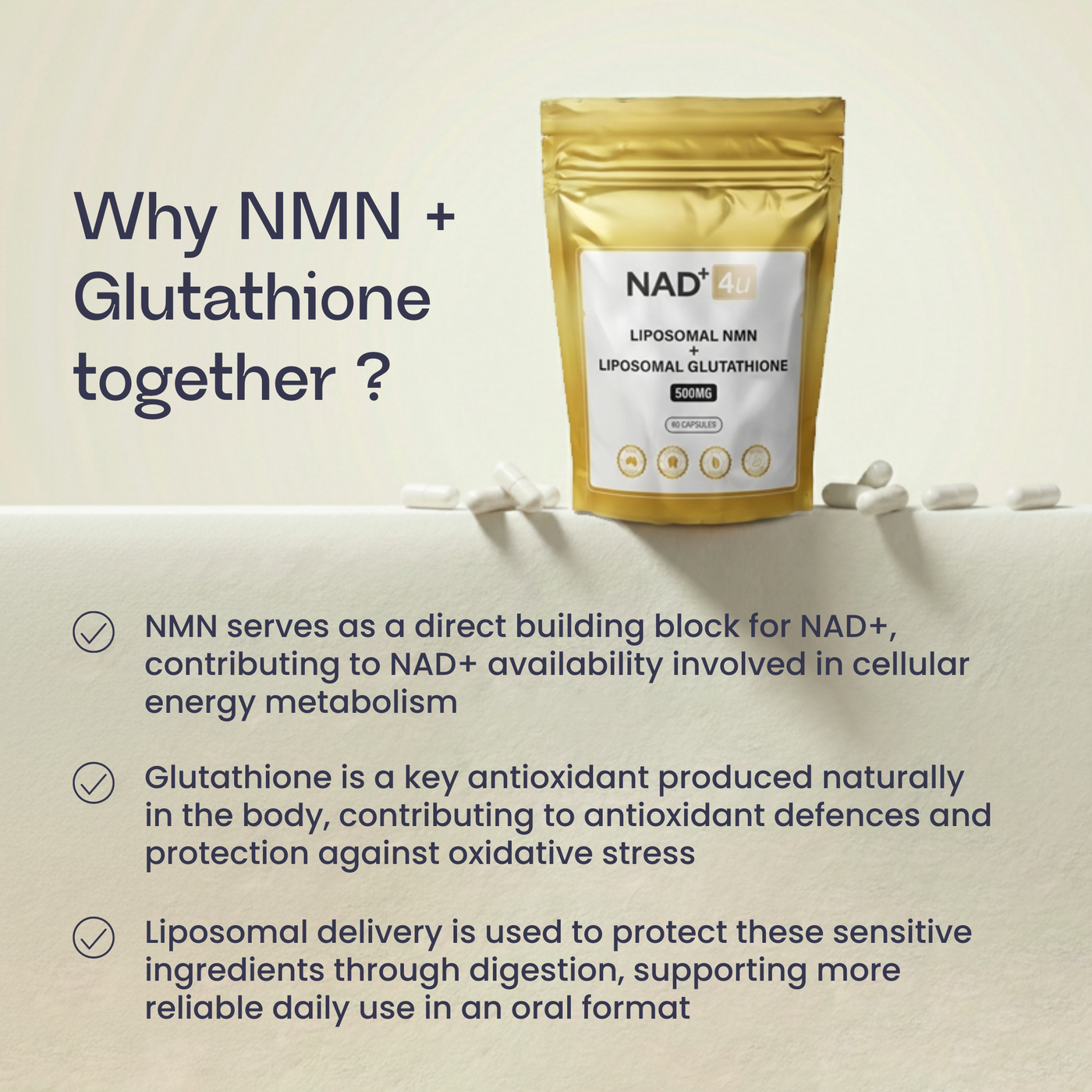 Liposomal NMN + Glutathione Supplement